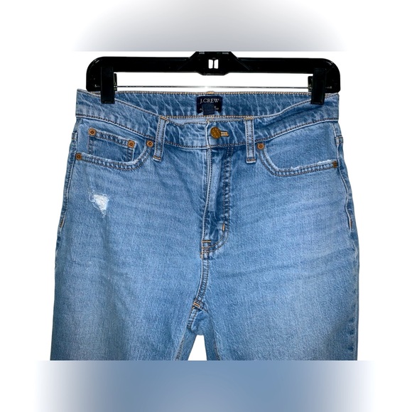 J.Crew Factory Blue Mid Rise‎ Flare Cropped Ripped Jean Size 27 - Picture 3 of 6